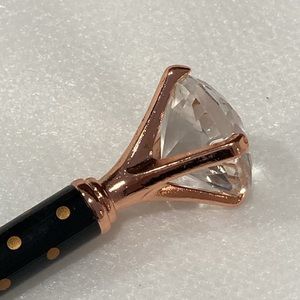NWOT - Large Diamond Crystal Rhinestone Black & Rose Gold Ballpoint Pen